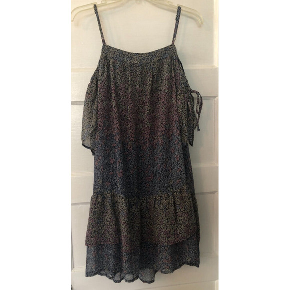Lucky Brand, Women's Multi-Color Floral Dress Cold Shoulder Tiered Ruffle, Small - Picture 3 of 8
